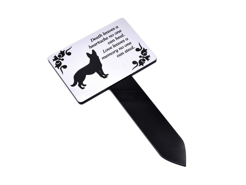 Origin Dog Memorial Plaque Stake Silver and Black - Outdoor Garden Waterproof (German Shepherd) - Image 2